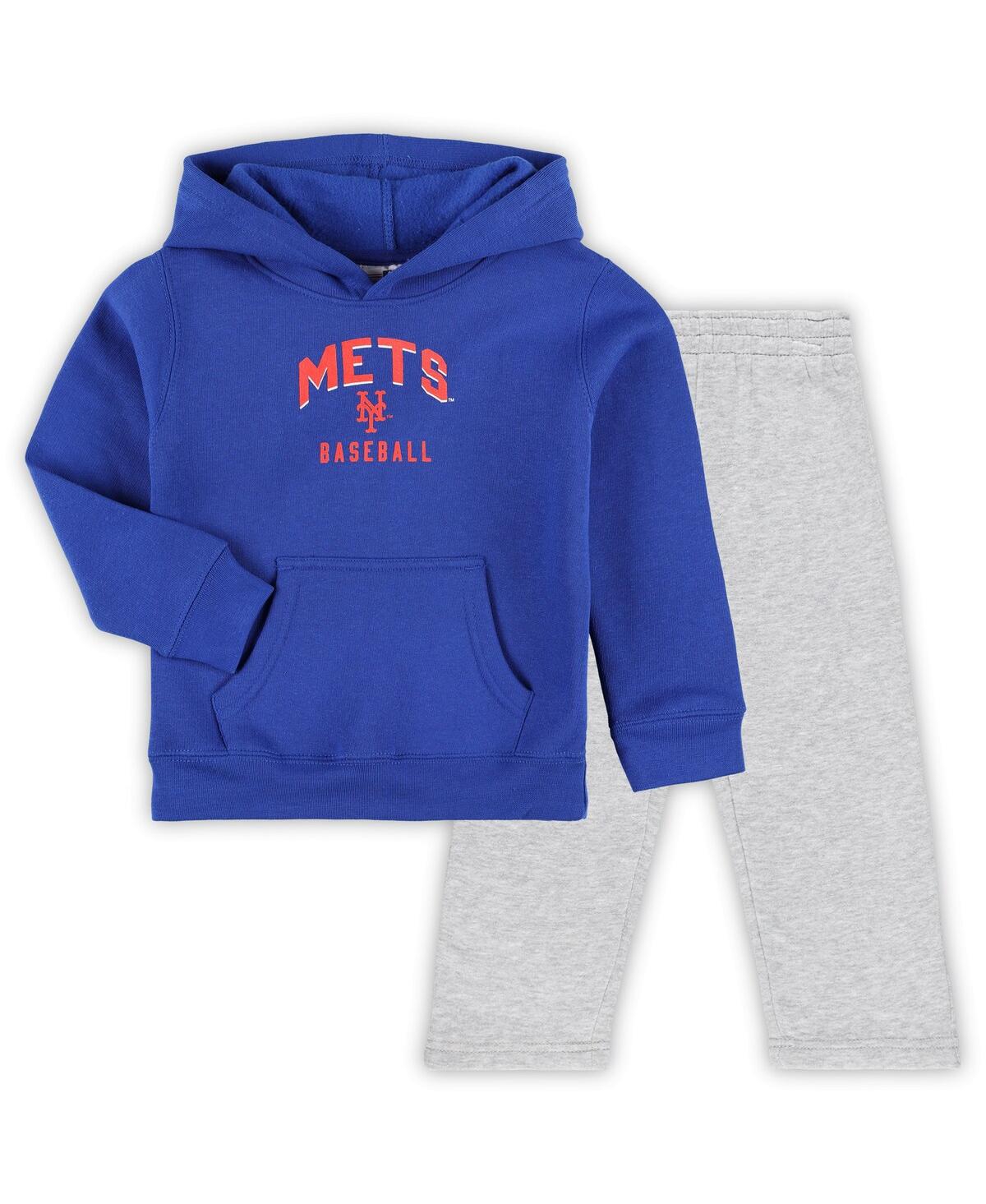 Shop Outerstuff Toddler Boys And Girls Royal, Gray New York Mets Play-by-play Pullover Fleece Hoodie And Pants Set In Royal,gray