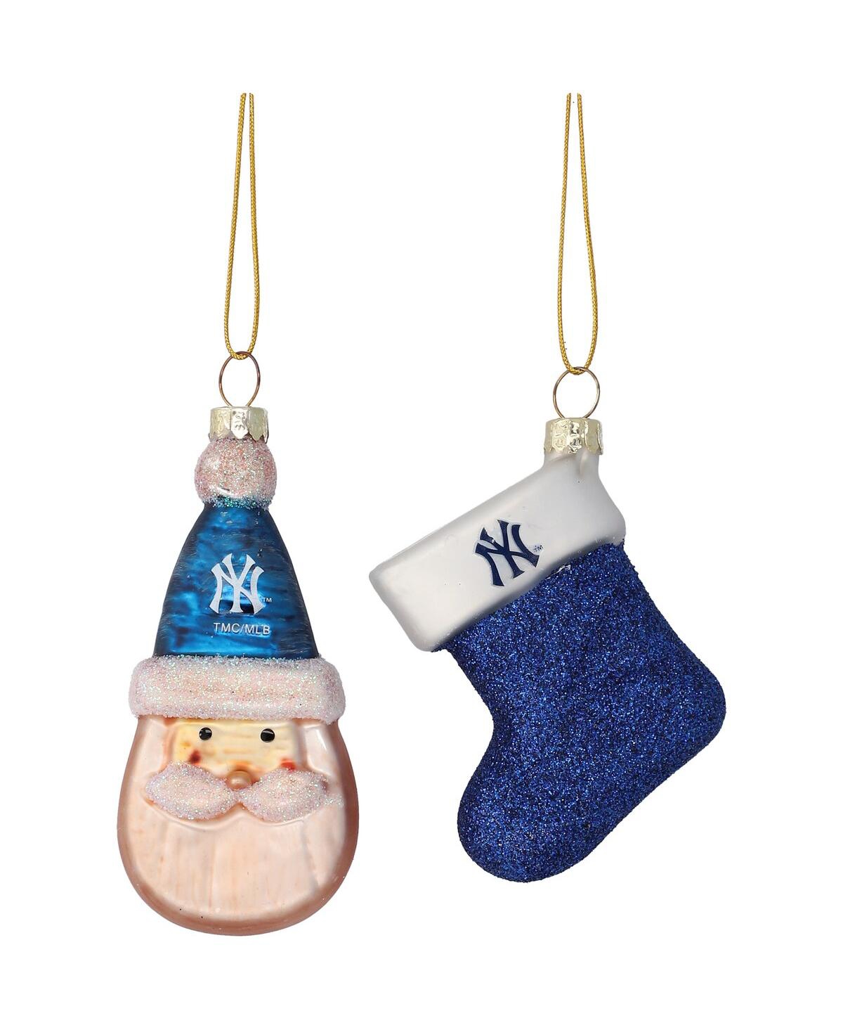 New York Yankees Two-Pack Santa & Stocking Blown Glass Ornament Set - Navy