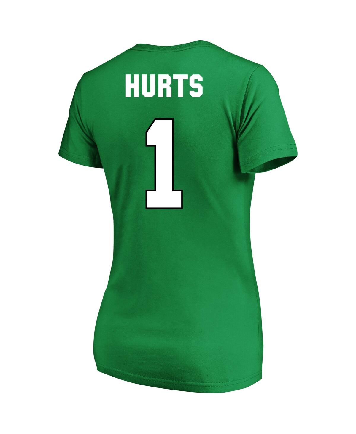 Fanatics Jalen Hurts Kelly Green Philadelphia Eagles Plus Size Fair Catch Name & Number V-neck T-shirt In Kelly Green