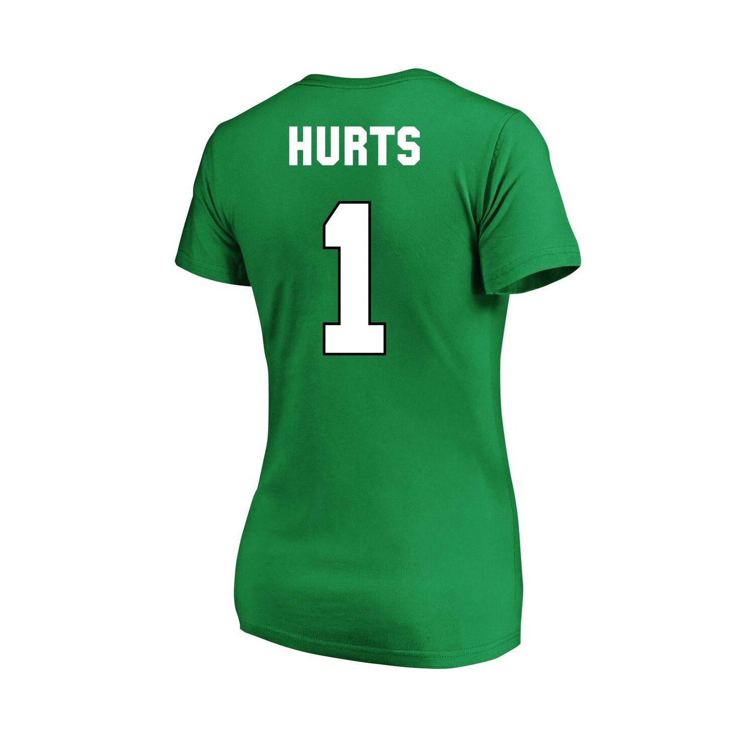 Women's Jalen Hurts Kelly Green Philadelphia Eagles Plus Size Throwback Player Name and Number V-Neck T-shirt