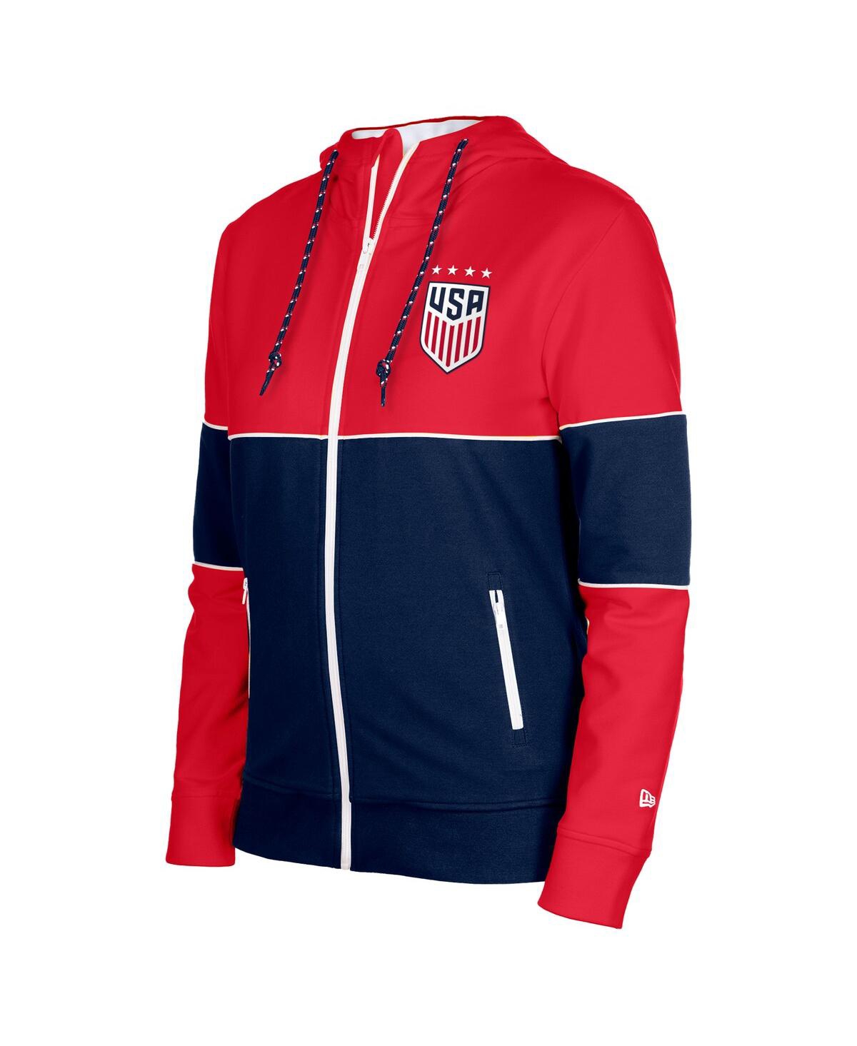 NEW ERA WOMEN'S 5TH & OCEAN BY NEW ERA NAVY USWNT ACTIVE STRETCH FLEECE FULL-ZIP HOODIE JACKET 