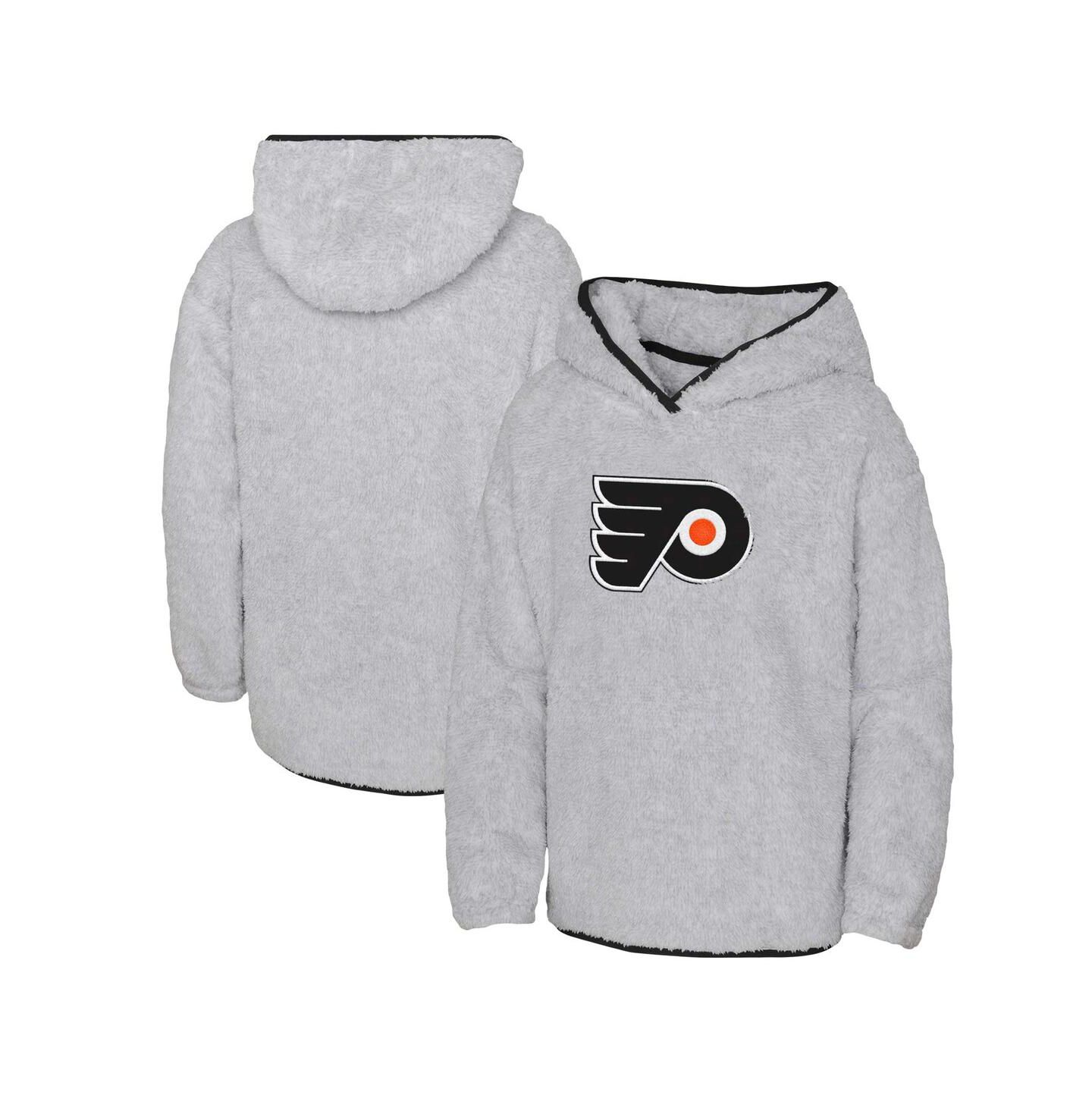 Худи Outerstuff Heather Gray Philadelphia Flyers Ultimate Teddy Fleece Pullover для девочек — фото 1