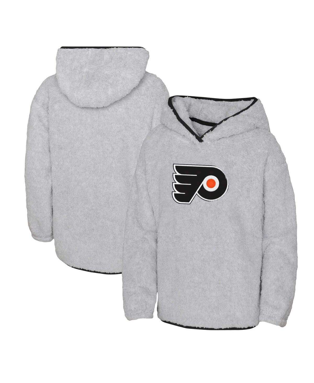 Shop Outerstuff Big Girls Heather Gray Philadelphia Flyers Ultimate Teddy Fleece Pullover Hoodie