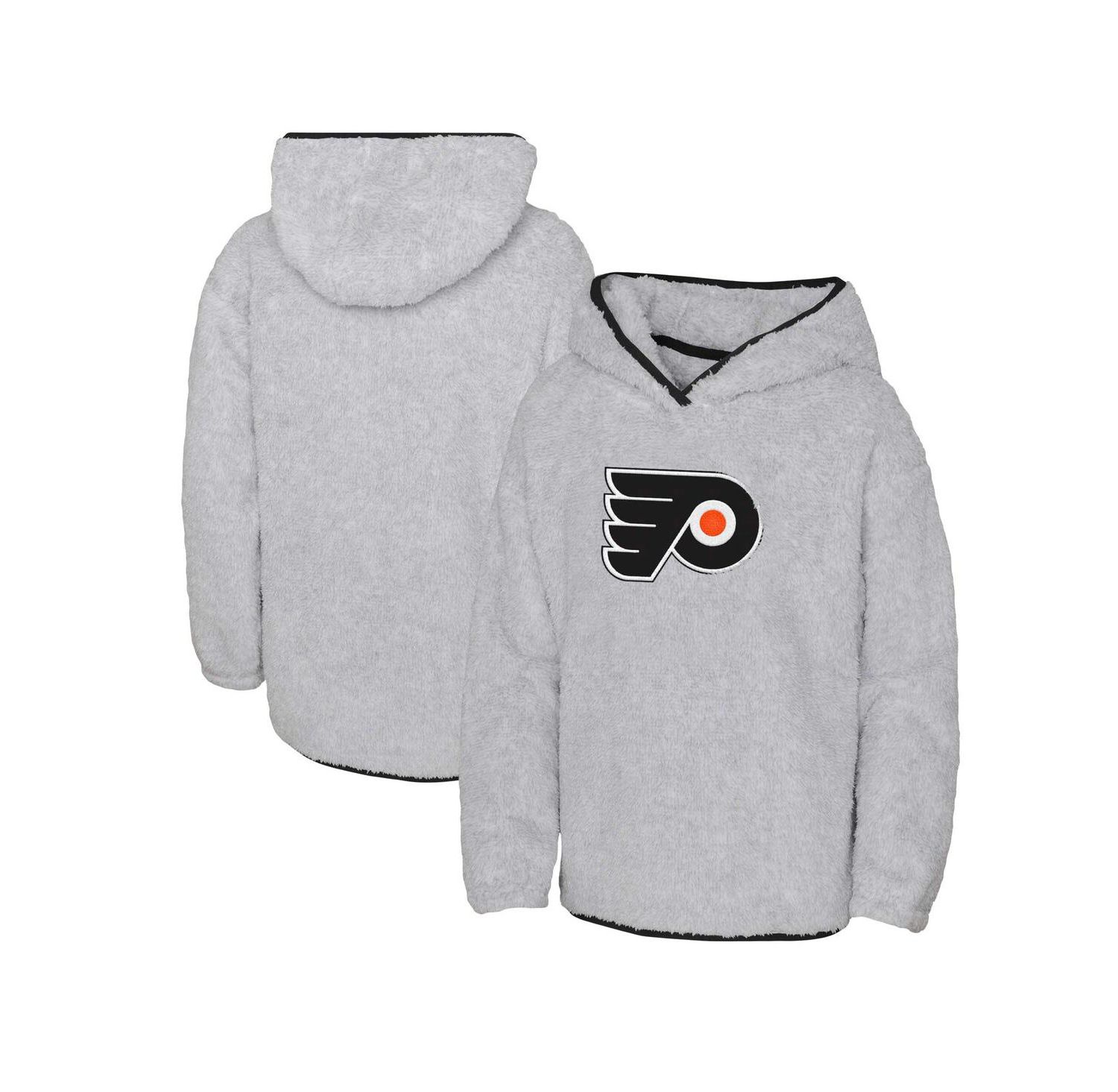 Big Girls Heather Gray Philadelphia Flyers Ultimate Teddy Fleece Pullover Hoodie