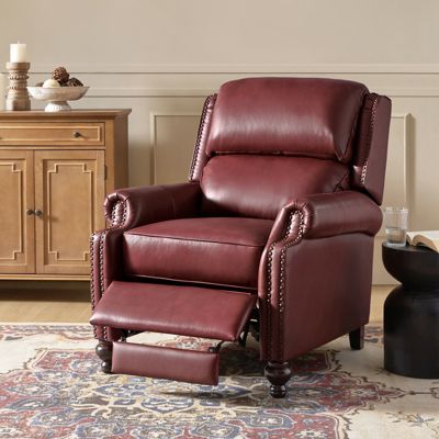 Franco Traditional Genuine Leather Manual Recliner