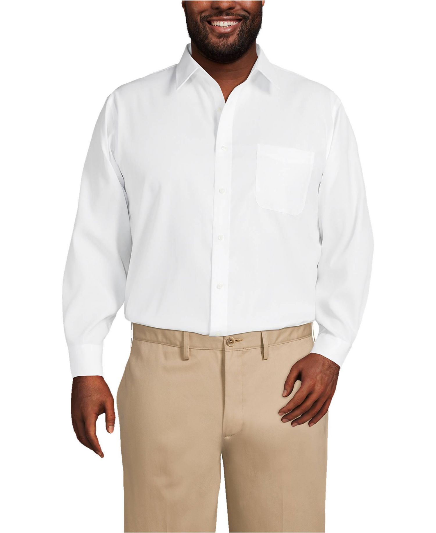 Men's Traditional Fit Solid No Iron Supima Pinpoint Straight Collar Dress Shirt