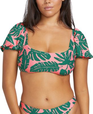 Volcom - Juniors' Leaf Ur Life Square-Neck Crop Bikini Top