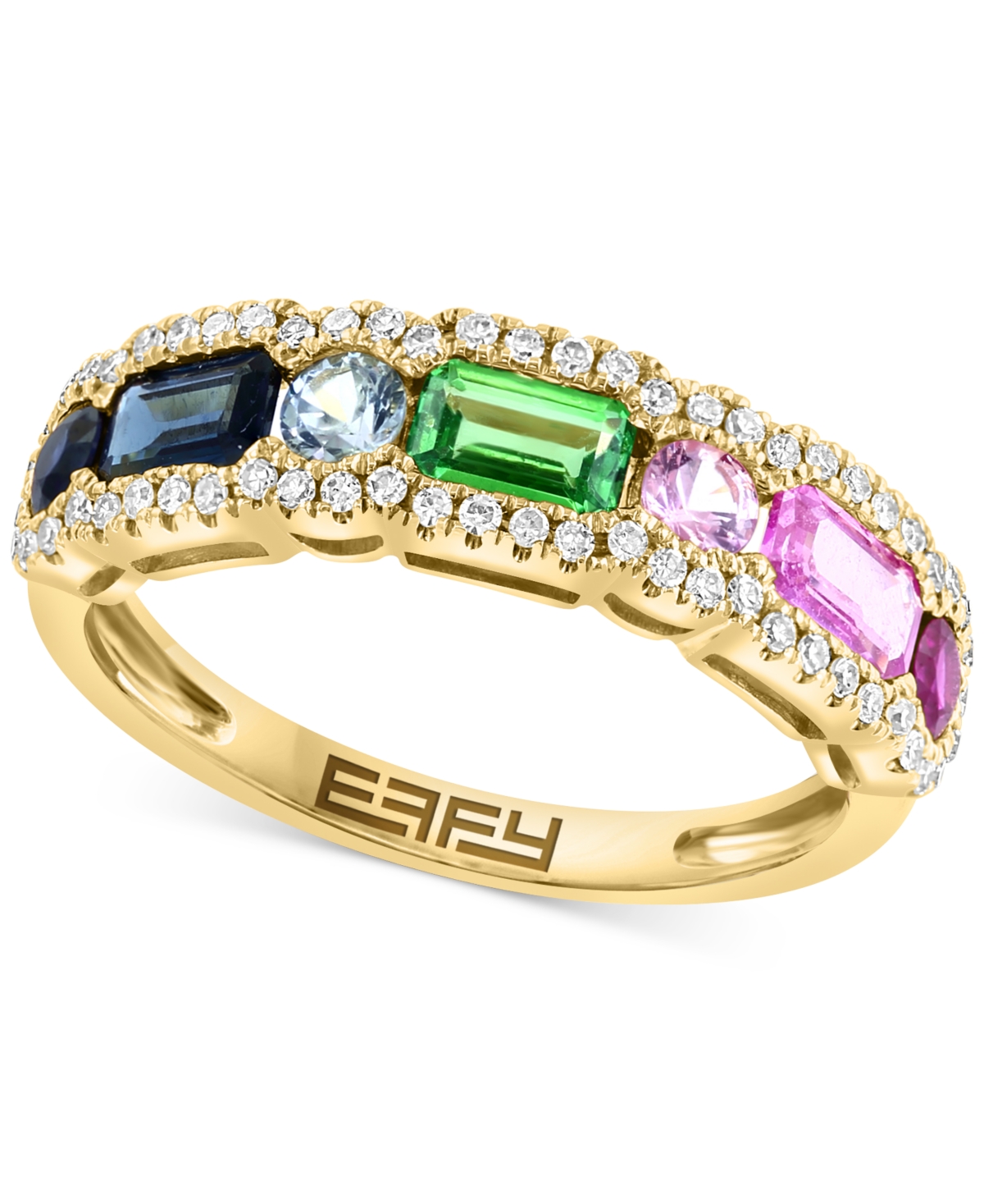 Effy Multi-Gemstone (1-1/2 ct. t.w.) & Diamond (1/4 ct. t.w.) Ring in 14k Gold - Multi-Gemstone