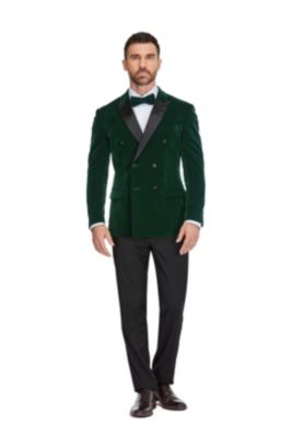Men's 2-Piece Velvet Birdseye Lapel Double-Breasted Slim-Fit Tuxedo