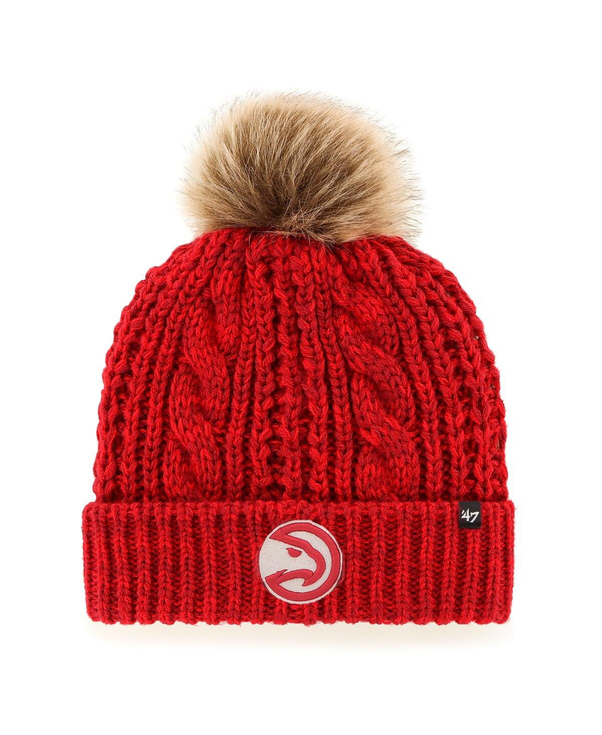 47 Brand Women's ' Red Atlanta Hawks Meeko Cuffed Knit Hat With Pom