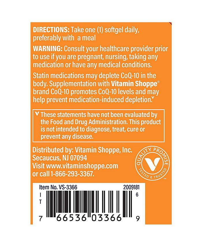The Vitamin Shoppe CoQ10 Supports Cardiovascular Health & Energy