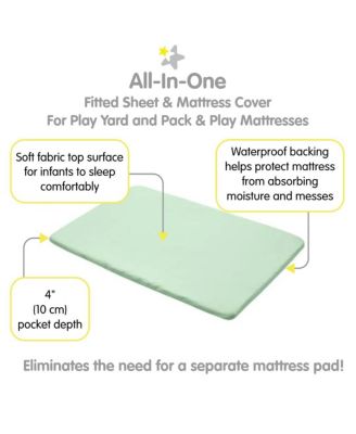 All-in-One Fitted Sheet & Waterproof Cover for 39" x 27" Play Yard Mattress (2-Pack)