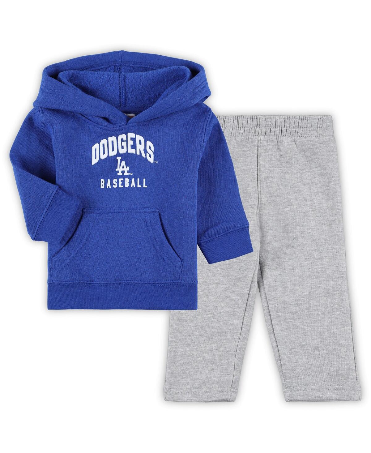 Shop Outerstuff Infant Boys And Girls Royal, Heather Gray Los Angeles Dodgers Play By Play Pullover Hoodie And Pants In Royal,heather Gray