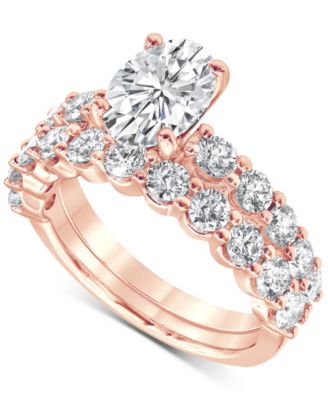 Badgley Mischka Certified Lab Grown Diamond Oval Bridal Set 3-38 ct tw in 14k Gold - Rose Gold 5800$