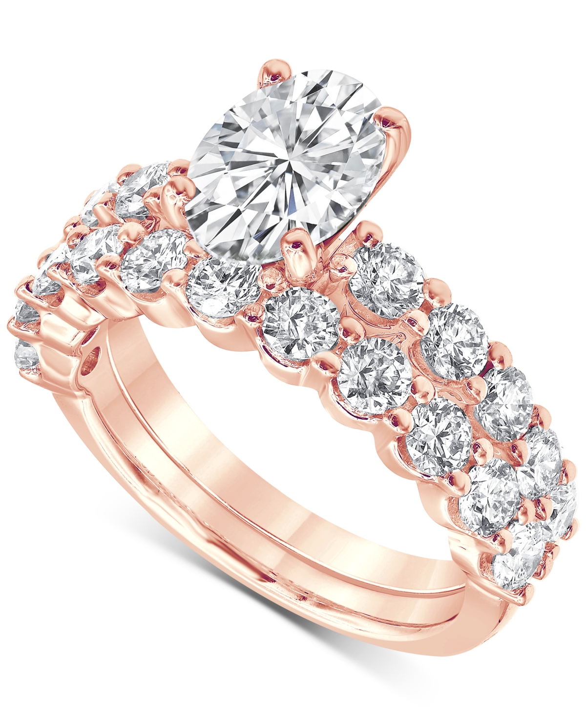 Badgley Mischka Certified Lab Grown Diamond Oval Bridal Set (3-3/8 Ct. T.w.) In 14k Gold In Rose Gold