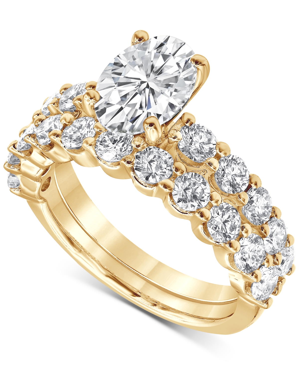 Badgley Mischka Certified Lab Grown Diamond Oval Bridal Set (3-3/8 Ct. T.w.) In 14k Gold In Yellow Gold