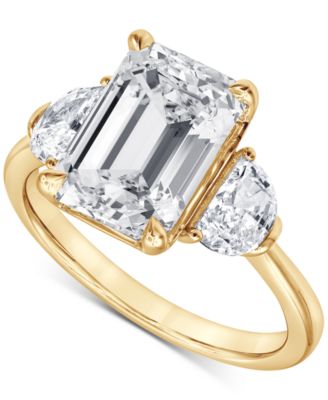 Badgley Mischka Certified Lab Grown Emerald Diamond Three Stone Engagement Ring (4-5/8 ct. t.w.) in 14k Gold