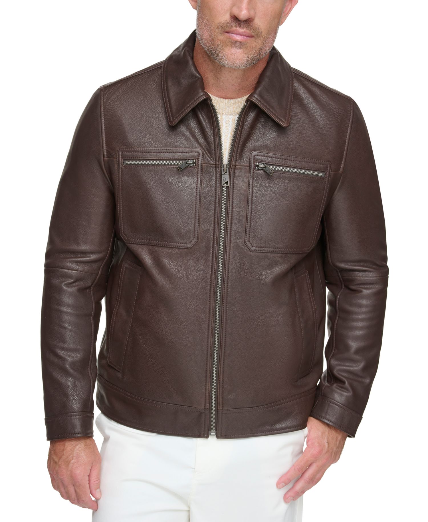 Men's Halen Genuine Pebbled Leather Trucker Jacket