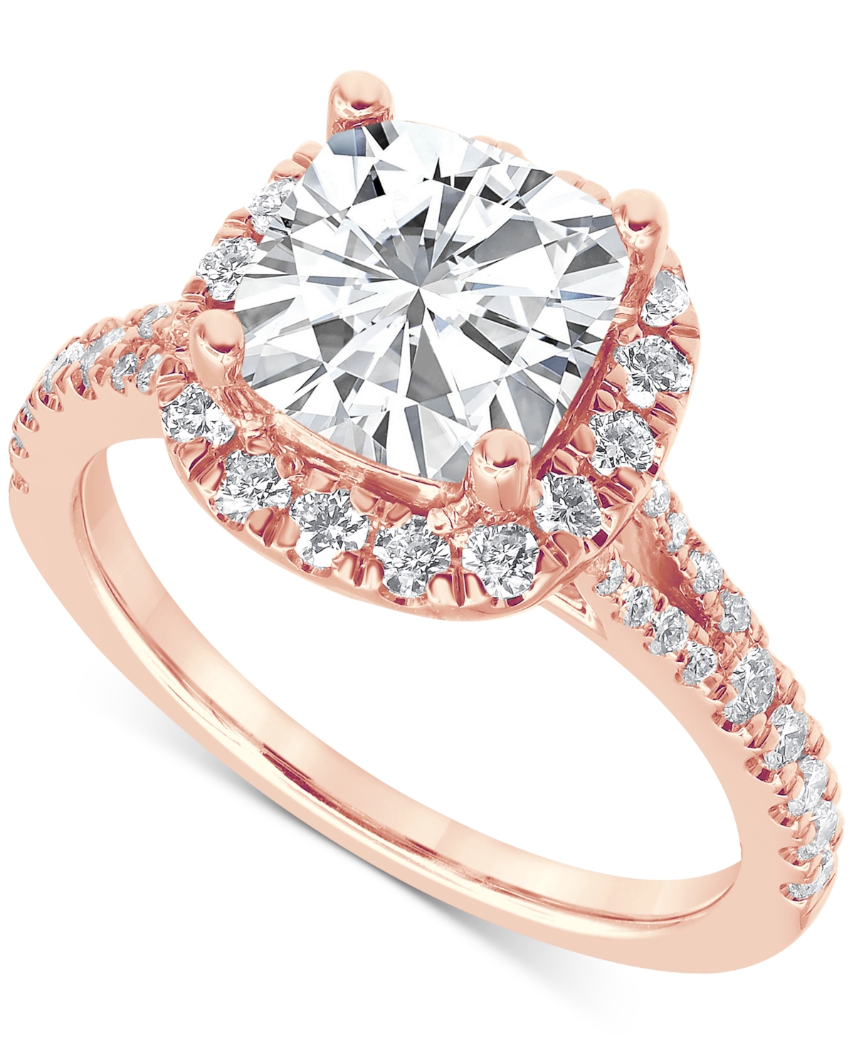 Badgley Mischka Certified Lab Grown Diamond Cushion Halo Engagement Ring (3 Ct. T.w.) In 14k Gold In Rose Gold