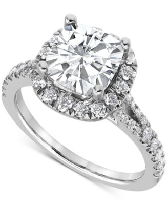 Badgley Mischka - Lab Grown Certified Diamond Cushion & Round Engagement Ring (3 ct. t.w.) in 14k Gold