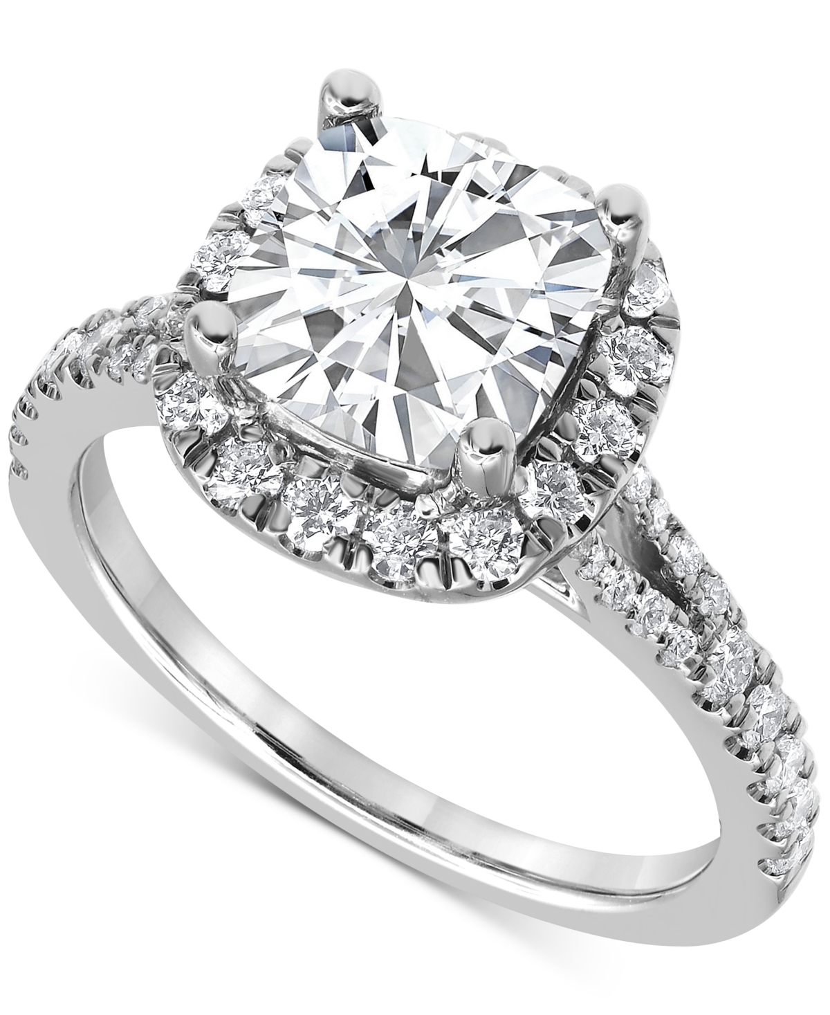 Badgley Mischka Certified Lab Grown Diamond Cushion Halo Engagement Ring (3 Ct. T.w.) In 14k Gold In White Gold