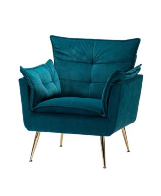 Velvet Accent Chair with Gold Legs