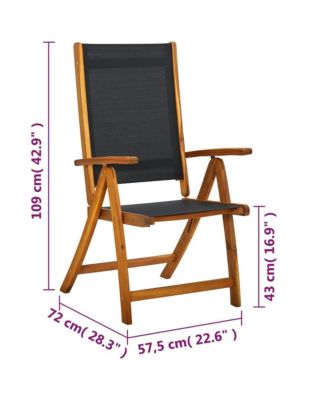 Folding Patio Chairs 2 pcs Solid Acacia Wood and Textilene