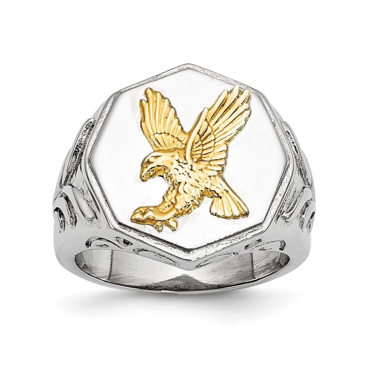 Stainless Steel Yellow Ip-plated Sterling Silver Eagle Ring - Yellow