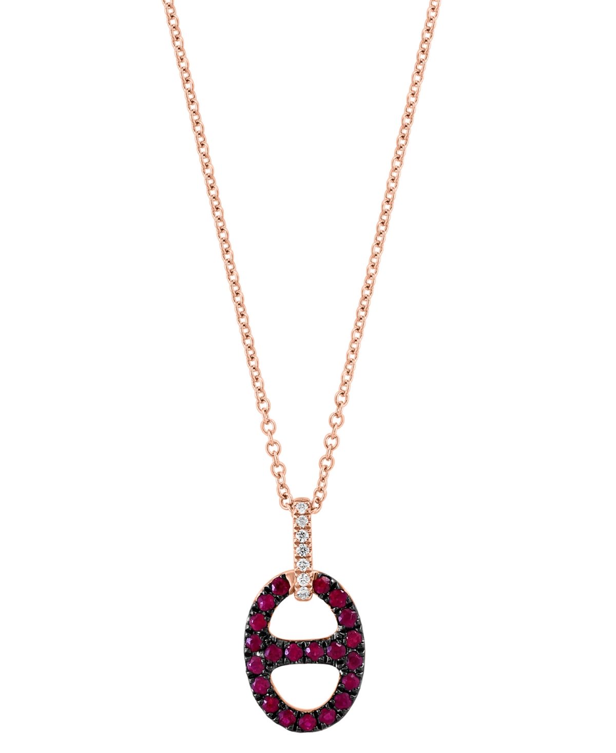 Effy Collection Effy Ruby (1/3 Ct. T.w.) & Diamond Accent 18" Pendant Necklace In 14k Rose Gold