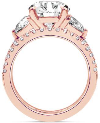 Badgley Mischka Certified Lab Grown Diamond Round Three Stone Bridal Set (4-1/4 ct. t.w.) in 14k Gold