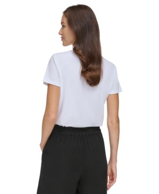 Women's Studded-Logo Crewneck Short-Sleeve Top