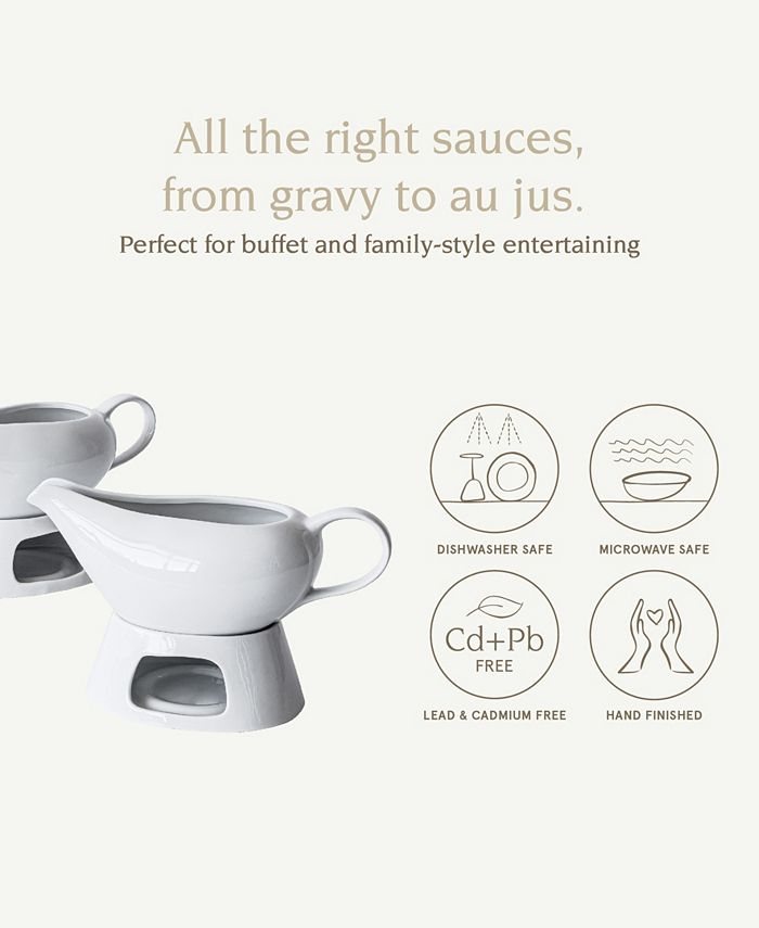 Over and Back Gravy Boat and Warmer Stand, Set of 2 Macy's