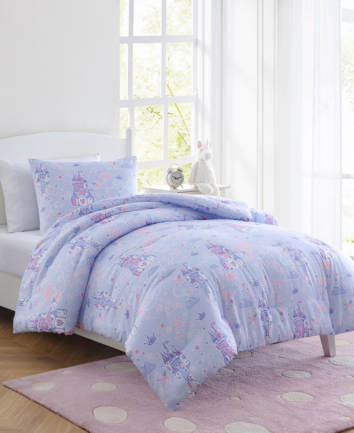 Closeout! Laura Ashley Kids Star Castle Microfiber 3 Piece Comforter Set, - Purple