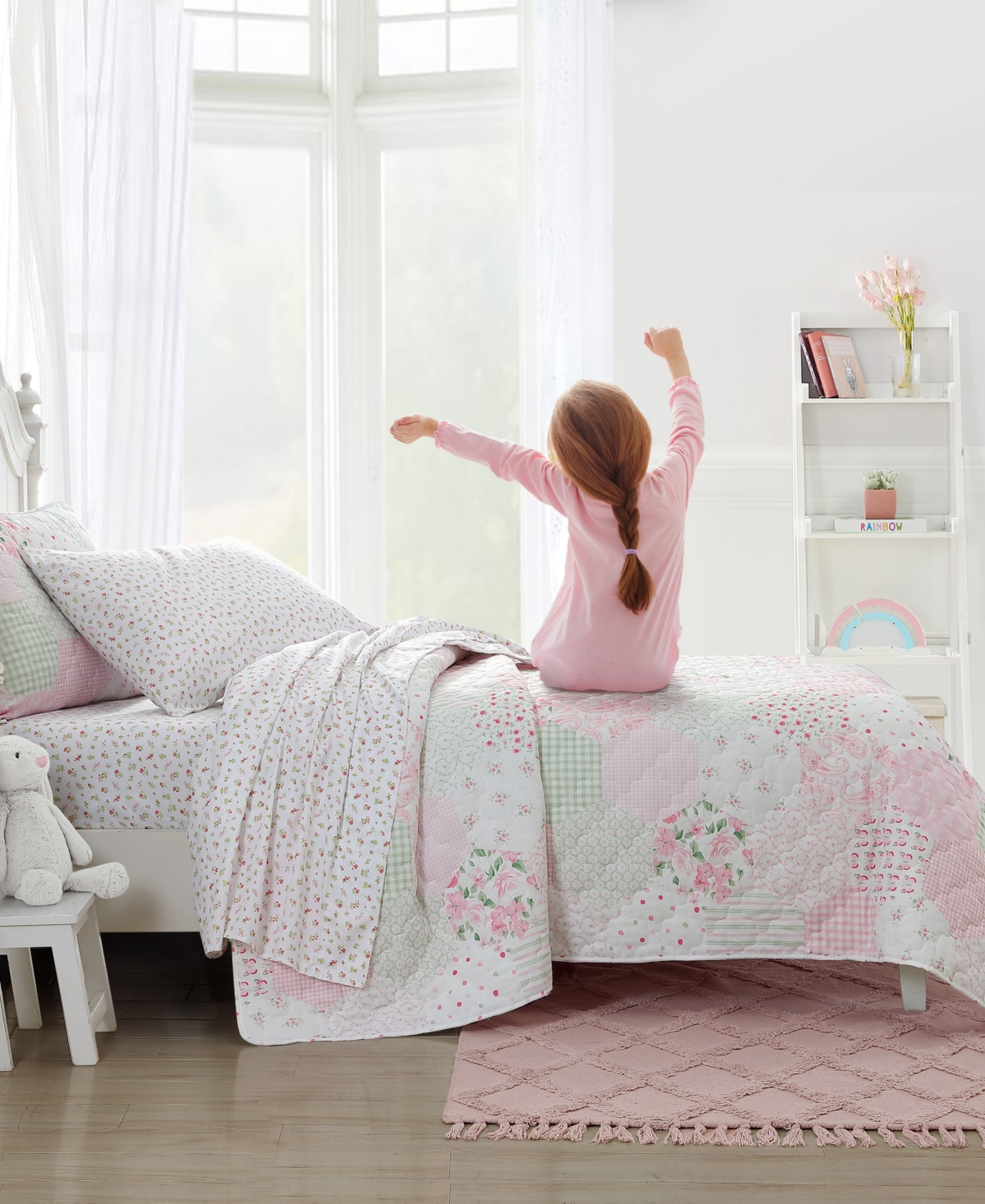 Shop Laura Ashley Kids Ellyn Reversible 3 Piece Quilt Set, Full In Pink