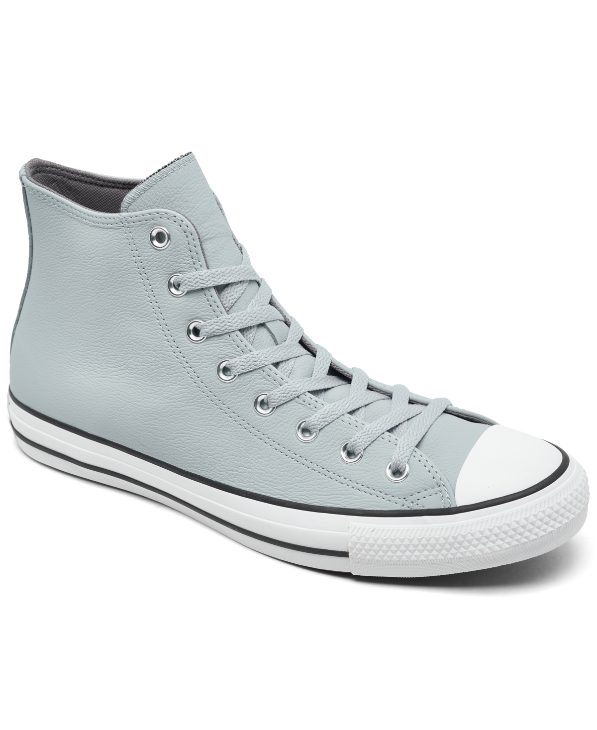 Men's Chuck Taylor All Star Leather High Top Casual Sneakers from Finish Line - Heirloom Silver