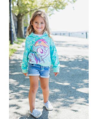 Rainbow Dash Girls French Terry Pullover Crossover Hoodie Toddler to Big Kid