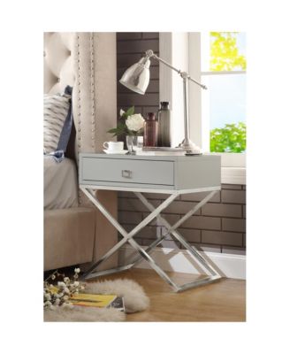 Laila MDF Lacquer-Finish X-Metal Leg Side Table