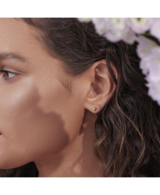 14k Gold Plated Mini Puffed Heart Stud Earrings Holiday Gift Idea