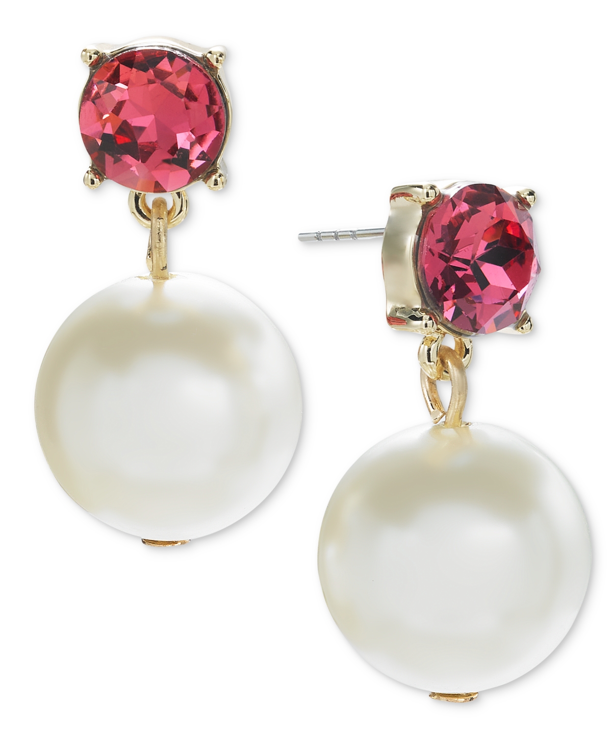 Color Crystal & Imitation Pearl Drop Earrings, Created for Macy's - Blue