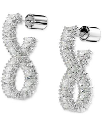 Rhodium-Plated Baguette Crystal Infinity Drop Earrings