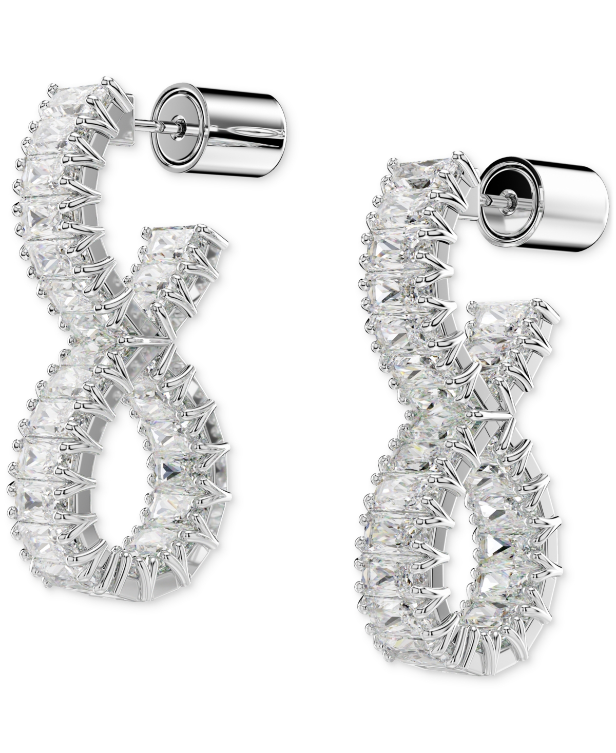 Swarovski Rhodium-plated Baguette Crystal Infinity Drop Earrings In Silver