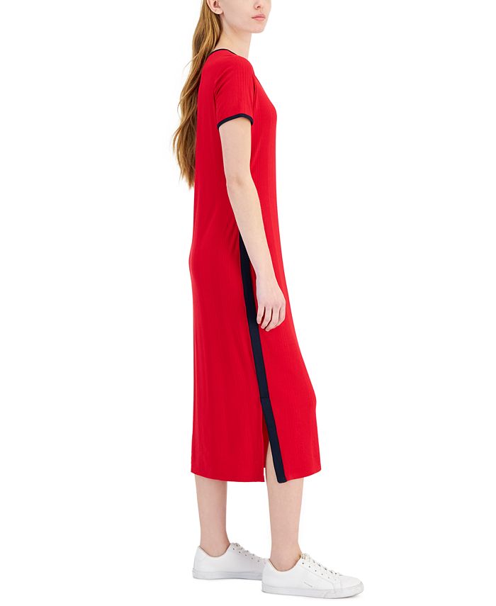 TOMMY HILFIGER Denim Cinched Waist Midi Dress