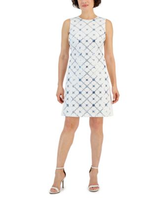 Anne Klein - Women's Sequin-Front Sleeveless Shift Dress