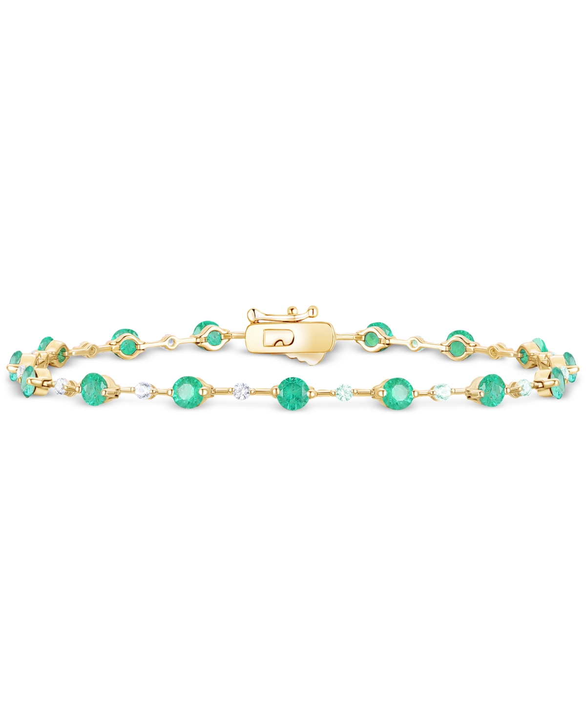 Macy's Emerald (2-1/8 Ct. T.w.) & Diamond (1/2 Ct. T.w.) Bracelet In 14k Gold (also In Ruby & Sapphire)
