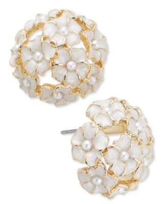 Charter Club Gold-Tone Imitation Pearl - Epoxy Flower Bouquet Stud Earrings Created for Macys 3390₽
