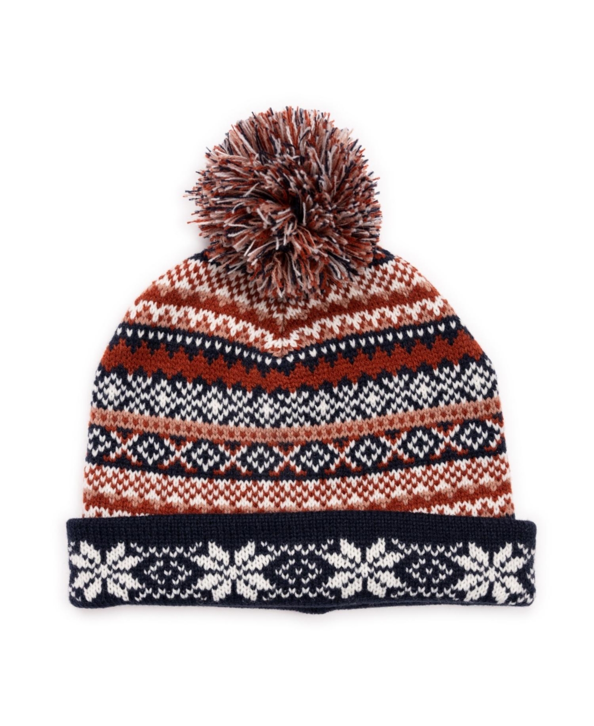 Women's Patterned Turnback Cuff Slouchie Beanie - Spice fair isle