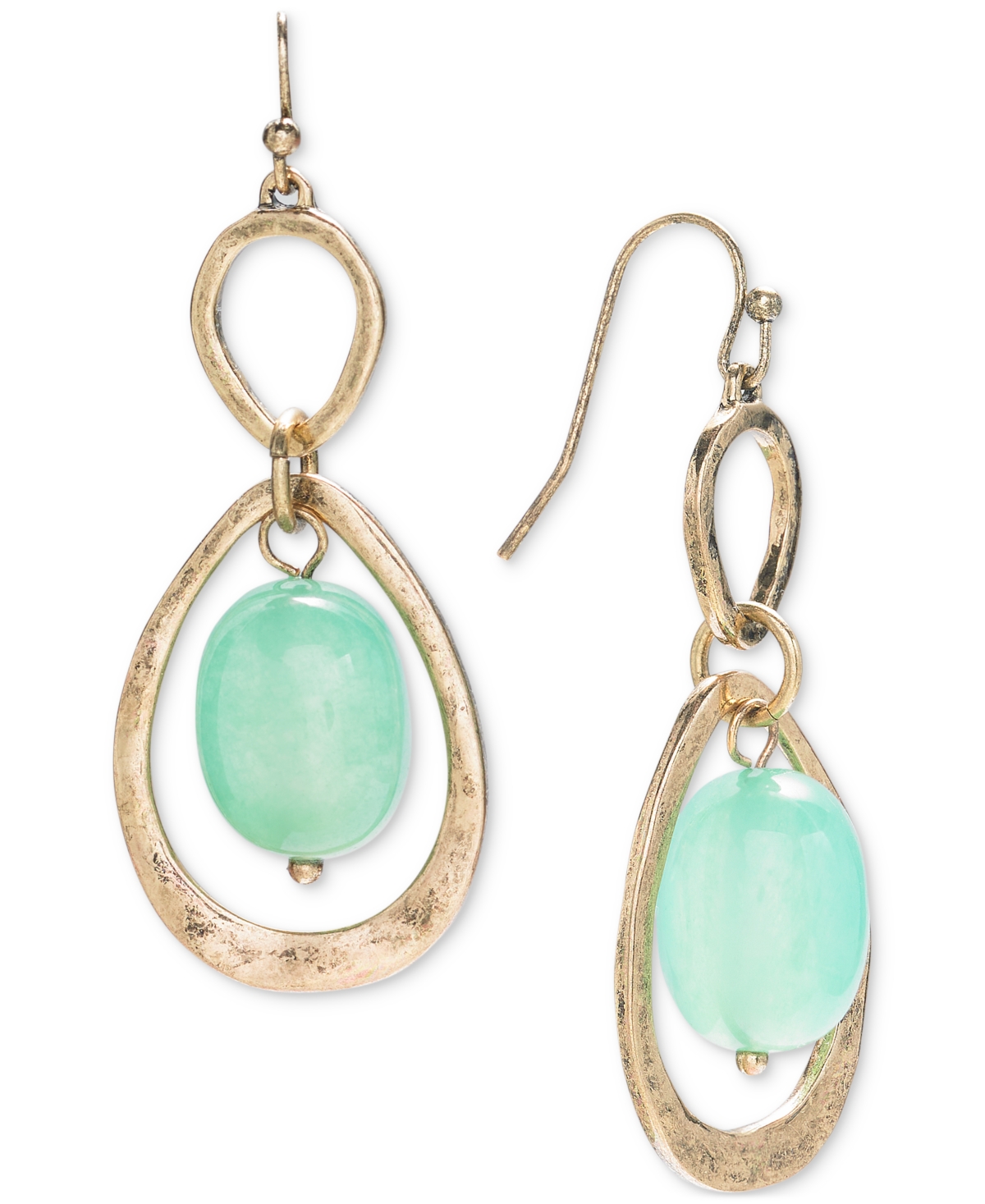 Shop Style & Co Gold-tone Stone Orbital Drop Earrings, Created For Macy's In Green