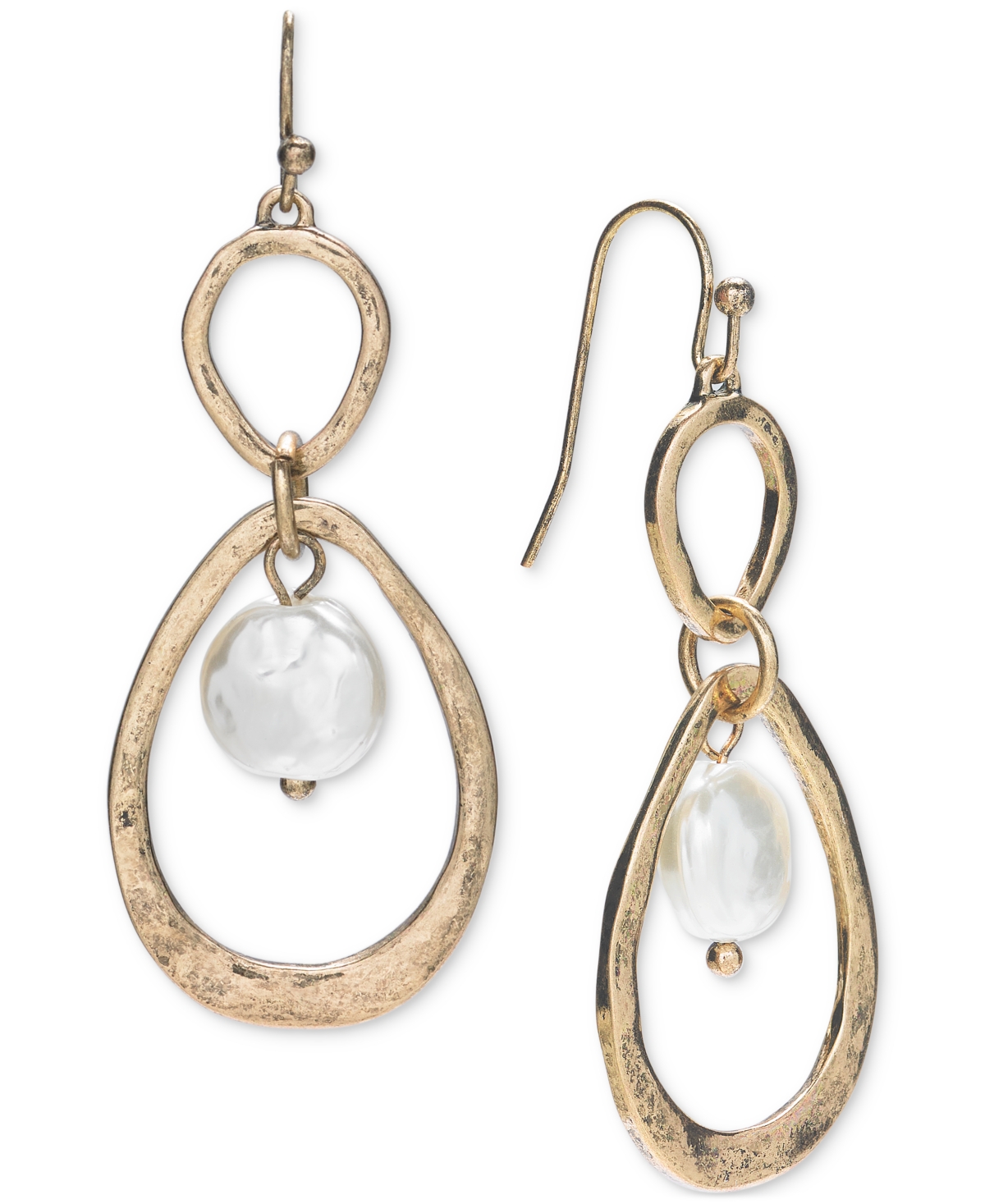 Shop Style & Co Gold-tone Stone Orbital Drop Earrings, Created For Macy's In White