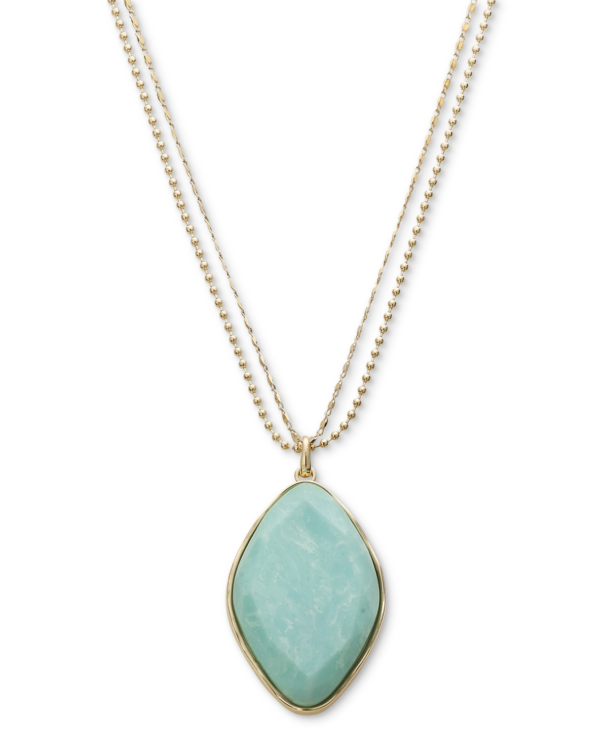 Gold-Tone Stone Pendant Necklace, 38" + 3" extender, Created for Macy's - Green