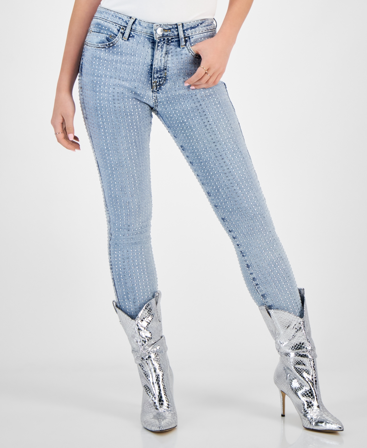 Guess Women s Sexy Curve Studded Skinny Jeans Diamond Indigo Smart Closet